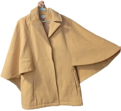 Joan Rivers Tostado Beige Marrón Capa Abrigo Chaqueta Poncho Cinturón Grande Foto 1 de 4