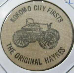 Vintage Kokomo, IN City Firsts The Original Haynes Holznickel - Token Indiana - Bild 1 von 2