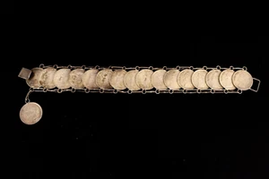 Vintage Venezuela Sterling Silver Coin Bracelet Retro 1935-1950 MCM - Bild 1 von 7