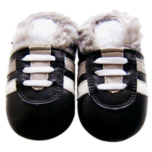 Soft Sole Leather Baby Boy Girl Shoes Toddler Infant Kids SportBlackFur 24-30M