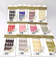 12 PZ Unghie Finte Adesive Quadrate Tonde Nail Art Tips Per Mani Manicure