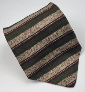 Claiborne Silk Tie Green Brown Red Stripes Men Necktie USA 57 x 3.75 - Picture 1 of 5