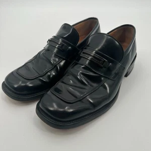 Loake Loafers Dress Shoes Mens Size 10 Black Solid Leather Square Toe Slip On - Picture 1 of 10