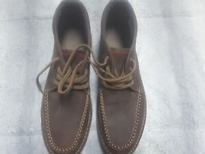 Mens CLARKS Vargo Apron Brown Leather Ankle Boots Shoes Size 11.5 Ortholite