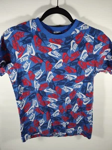 The Nike Tee All Over Spellout Logo Print Tee Boy's Size LG Red White Blue - Picture 1 of 6