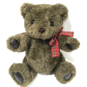Gund T C Birthday Bear 1982 Jointed Leather Paws 85th Anniversary Plaid Bow 12" - Picture 1 of 12
