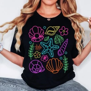 Neon Beach T-Shirt, Tropical Seashells, Bright Summer, Starfish Coral, Vacation - Bild 1 von 6