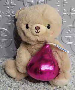 Hershey's Valentines Bär Stofftier NEU 2025 hellbraun & magenta Kuss - Bild 1 von 5