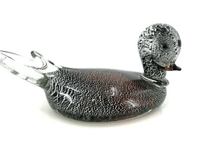 VINTAGE MURANO DUCK FORMIA VETRI ITALIAN ART GLASS ITALY SILVER AVENTURINE DECOY - Picture 1 of 10