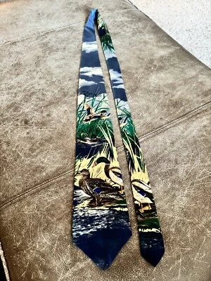 Vintage Ducks Unlimited Silk Hunting Duck Pheasant  Necktie RARE - Image 1 of 4