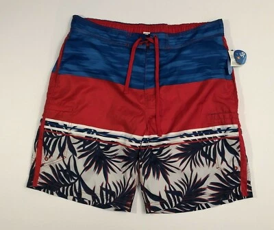 NWT--Wave Zone Men's Cargo Board Swim Trunks, XL, Red White Blue, UPF 50 Protect - Image 1 of 4