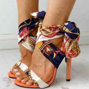 Ribbon Summer Multi-Color High Heel Sandals