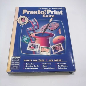 Print Suite Presto! Big Box PC Windows 3.1 & 95 Software Ver. 1.0 - Afbeelding 1 van 4