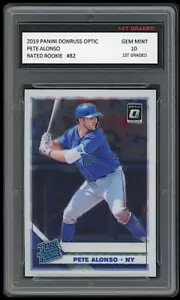 Tarjeta de novato Pete Alonso 2019 Panini Donruss óptica primer grado 10 MBL Mets Peter - Imagen 1 de 1