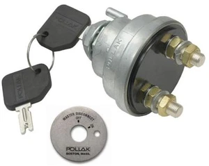Keyed Master Battery Disconnect Switch 2 post SPST w/ON-OFF Plate kill cut b - Picture 1 of 2