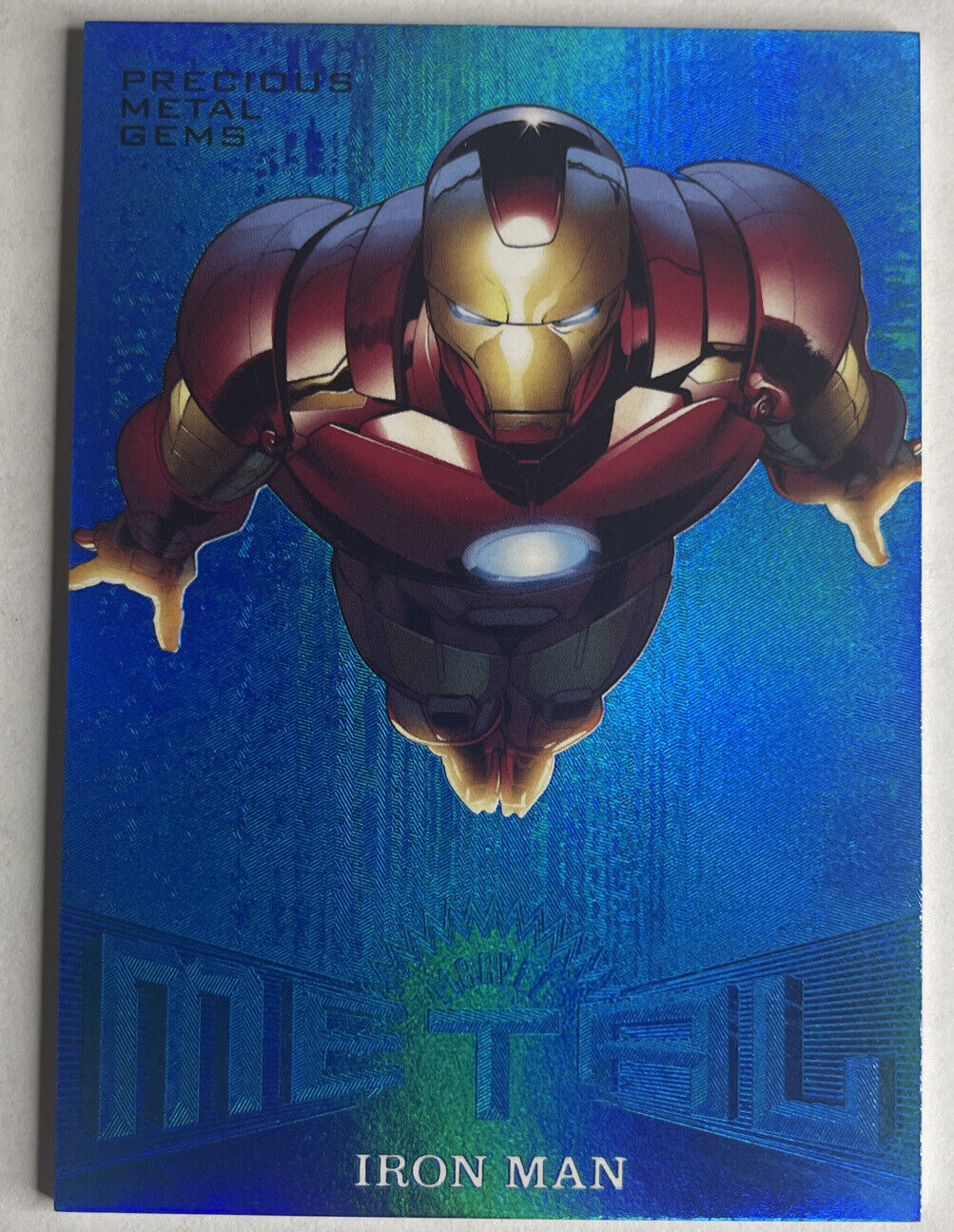 2017 Fleer Ultra Spider-Man Marvel Precious Metal Gems PMG Blue MM8 Iron Man /49