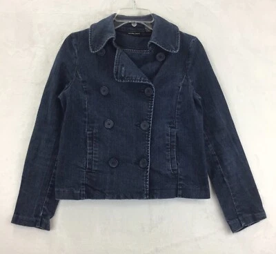 NY&C / Chaqueta Denim Azul Doble Pecho Gruesa Botón Corto Elastizada / Talla S Foto 1 de 4