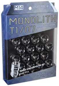 Project Kics 14 x 1.5 Glorious Black T1/07 Monolith Lug Nuts - 20 Pcs - Picture 1 of 1