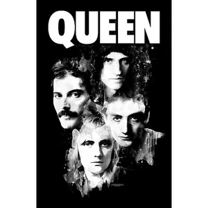 Cartel/bandera de tela grande Queen Faces blanco y negro 1100 mm x 700 mm (rz) - Imagen 1 de 1