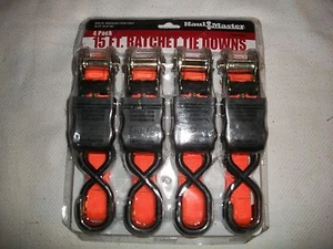 Haul Master 4 Pack, 15 Ft. Ratchet Tie Downs. 1" x 15 Ft. New In The Pack. *Nice - Picture 1 of 7