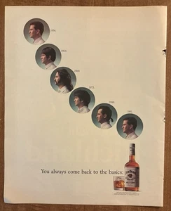 1991 Jim Beam Back To Basics Men’s Evolving Hair Styles Liquor 90s Print Ad - Picture 1 of 2