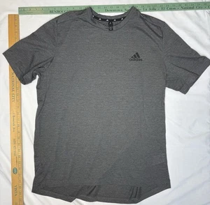 Adidas Primegreen Aeroready Short Sleeve Dark Gray Shirt Black Logo Size XL - Picture 1 of 13