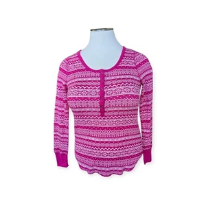 Old Navy Women's M Scoopneck Long Sleeve Thermal Shirt TEE Top PINK - Picture 1 of 6