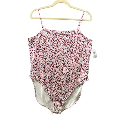Nuevo con etiquetas Antiguo Body Cami Azul Marino Para Mujer XXL Americana Floral Rojo Azul Cuello Cuadrado Foto 1 de 4