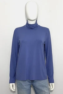 Eileen Fisher Women Top Shirt M Viscose Gryish Blue Long Sleeve Scrunch Neck - Picture 1 of 8