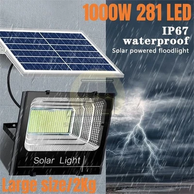 Уличный светодиодный прожектор на солнечных батареях 1000 Вт настенный светильник от заката до рассвета - Изображение 1 из 4