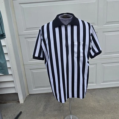 Hombre Árbitros Blanco y Negro Rayas Manga Corta Talla XL Foto 1 de 4