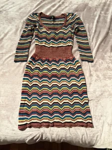 Jessica Simpson Damen Pullover Kleid Mehrfarbig Stretch Taille Baumwolle Gestreift XS - Bild 1 von 12