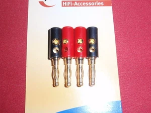 GOLD LAUTSPRECHER BÜSCHELSTECKER SET m.QUERLOCH 4mm rot+schwarz 2,5mm2 4x 25040 - Picture 1 of 1