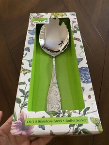 NIB Portmeirion Botanic Garden 10.5” All Stainless Steel Buffet Server Spoon - Picture 1 of 7