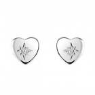 Sterling Silver Heart Cubic Zirconia in Star Stud Earrings 3090CZ