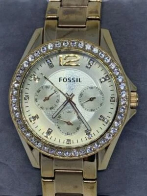 Fossil ES3203 Riley Women's Stainless Steel Analog Gold Dial Quartz Watch Aa74 - Image 1 of 4