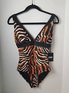 Lot Of 2 DKNY Women's Bathing Suits Size 4 NWT Animal Print - Electric Blue - Picture 1 of 11