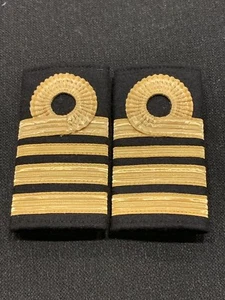 Epaulette Naval Senior Commander Slip-on Curl 1 Small Bar 2 Large Bars - Picture 1 of 1
