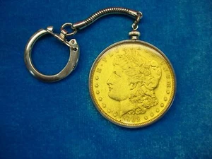 1902 MORGAN DOLLAR KEY CHAIN W/ENAMELING - HIGH GRADE COIN - UNUSED - Picture 1 of 12