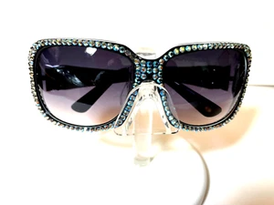 NEW JIMMY CRYSTAL WOMENS SUNGLASSES GL918 BLACK OVERSIZE SWAROVSKI CRYSTALS - Picture 1 of 4