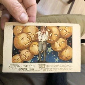 Rare! 1913 Winsch Halloween Pumpkins JOL Postcard - Bild 1 von 7