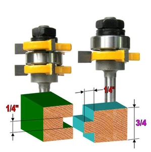 2 Stck. 1/4 Zoll Sh 1/4 Zoll Schnitttiefe Nut & Feder Gelenk Montage Router Bit Set - Bild 1 von 12