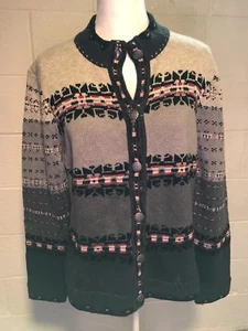 Orvis Womens Size M Grey Red Cardigan Acrylic/wool EUC - Picture 1 of 5