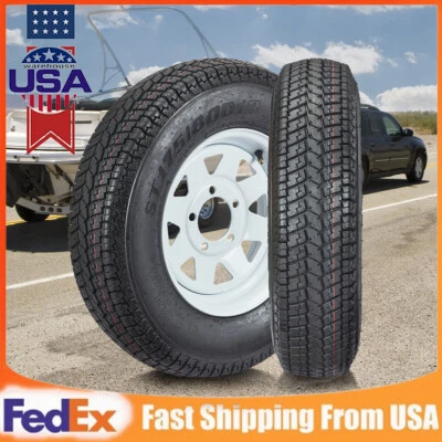 2Pack 5 Lug 175 80 13 Inch Trailer Wheels and Tires, 4.5" Pitch Circle Diameter — 第 1/4 张图片