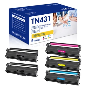 5 Pack TN431 TN433 Toner Set Compatible with Brother HL-L8260CDW MFC-L8900CDW - Picture 1 of 6