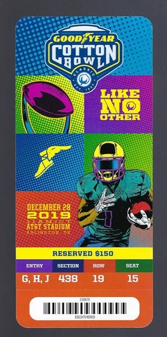 2019 NCAA COTTON BOWL FULL FOOTBALL TICKET - MEMPHIS vs PENN STATE NITTANT LIONS Cover