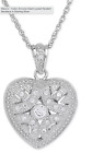 Sterling Silver Heart Locket w/Cz Center Diamond & 18 Inch Necklace New