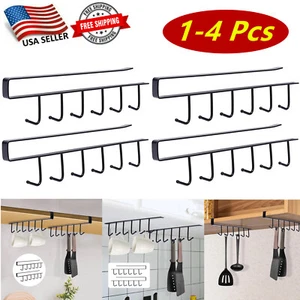 2-4Pc Under Shelf Coffee Cup Mug Holder Hanger Storage Rack Cabinet Hook Kitchen - Picture 1 of 9