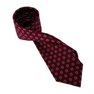 ERMENEGILDO ZEGNA Men's 100% Silk Necktie LUXURY Burgundy Geometric W:3.6" EUC - Picture 1 of 7