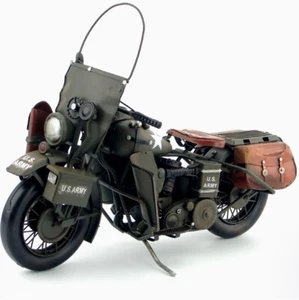 Harley WLA 1942 Ejército Motocicleta Diecast Modelo De Colección 13 Pulgadas Bicicleta Militar Juguete - Imagen 1 de 5